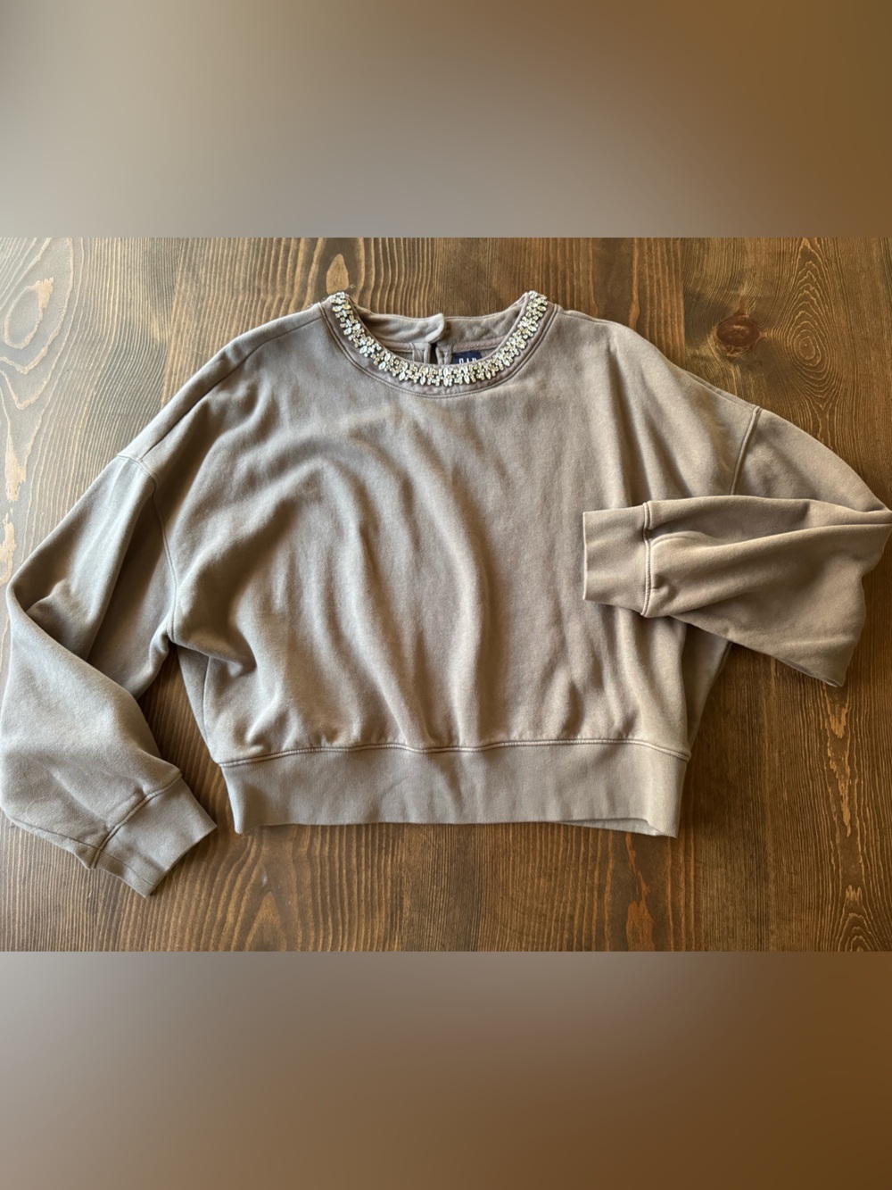VintageSoft Jewel Neck Crop Sweatshirt